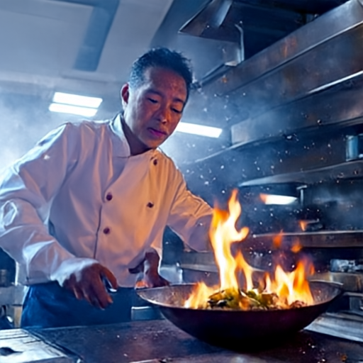 JiT-DDT sample: chef wok flames
