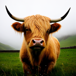 Linum v2 sample: highland cow field