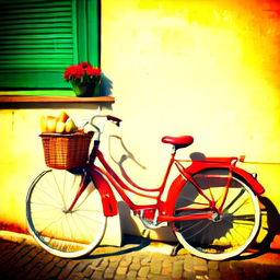 Linum v2 sample: red bicycle wall